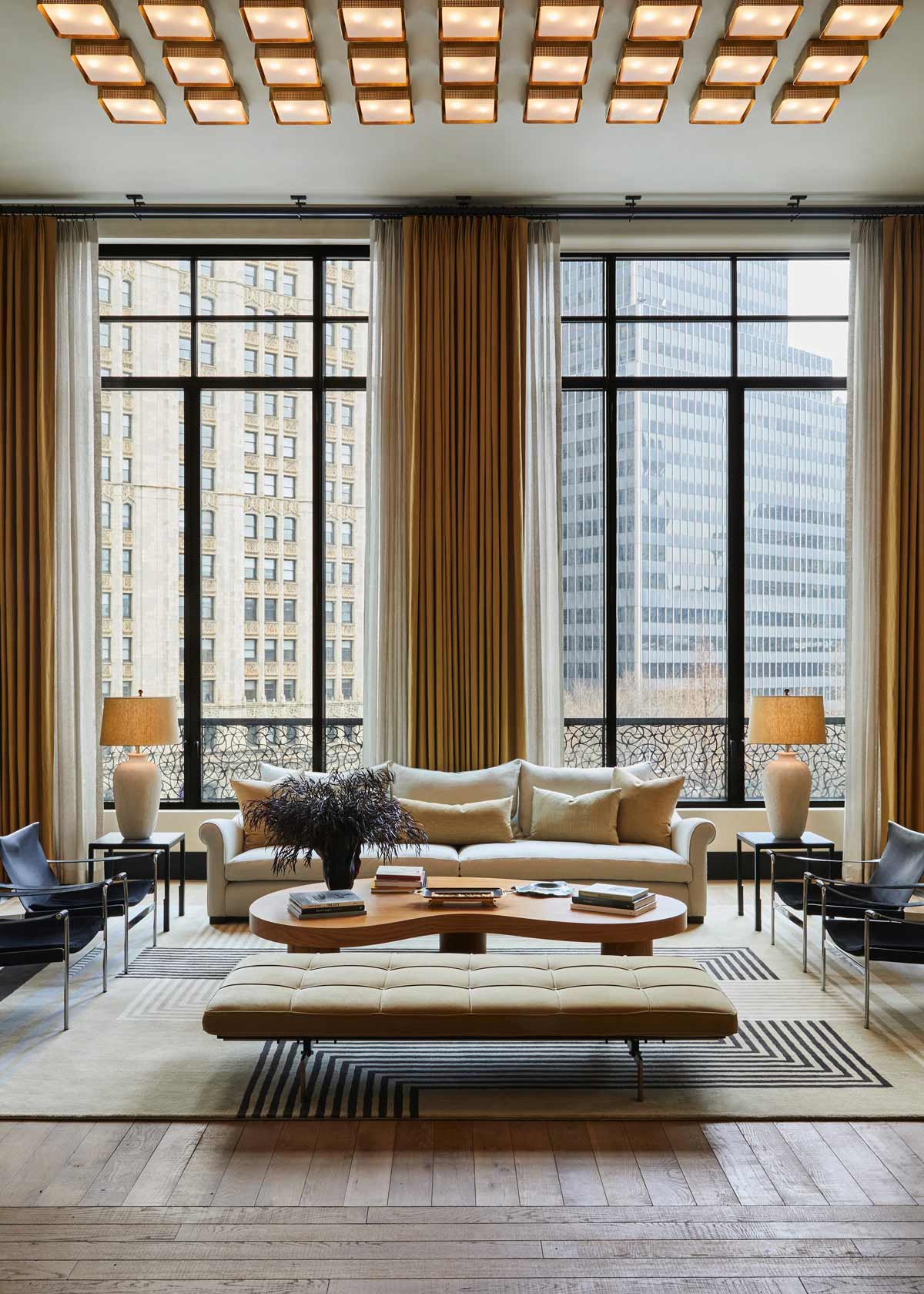 Interior lounge at 25 Park Row.