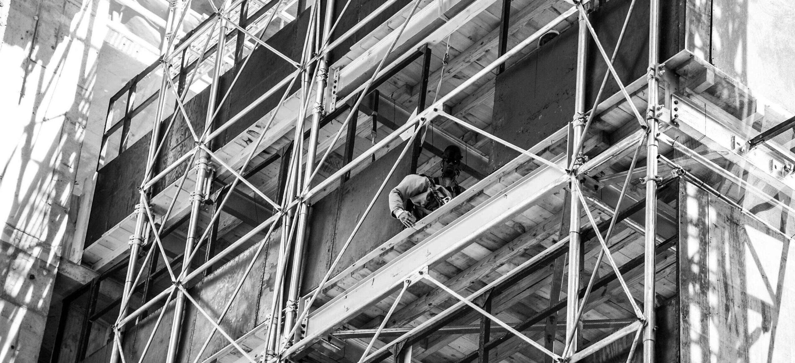 Worker on a scaffolding.